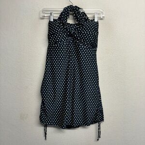 NWT Swimsuits for all Retro Polka Dot Halter Skirted One Piece Swimsuit 12 Navy